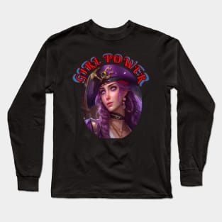 Girl power, purple pirate dancer Long Sleeve T-Shirt